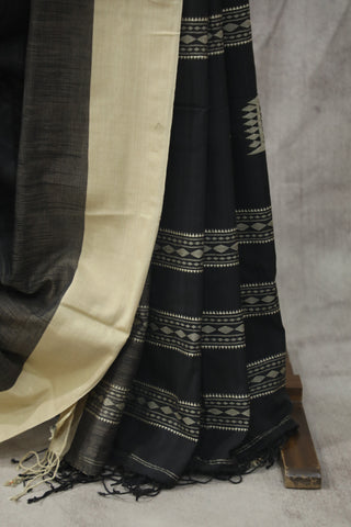 Black Bengal Cotton Saree - SRBBCS103