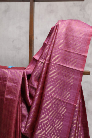 Wine Tussar Silk Saree - SRRTSS701