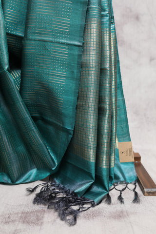 Green Tussar Silk Saree - SRGRTSS702