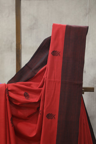 Red Bengal Cotton Saree - SRRBCS100