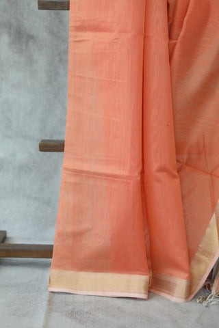 Peach Maheshwari Cotton Silk Saree - SRPCS164EX