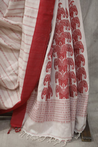 White Bengal Cotton Saree - SRWBCS89