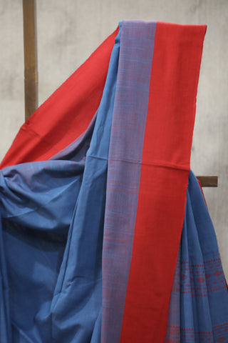 Two Tone Blue Bengal Cotton Saree - SRTTBBCS102