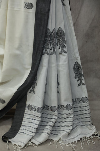 White Bengal Cotton Saree - SRWBCS99