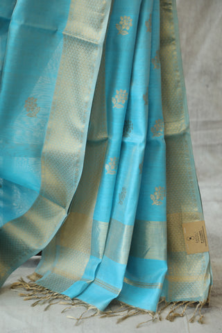 Sky Blue Maheshwari Saree - SRSBTMS154EX