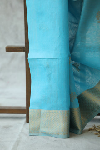 Sky Blue Maheshwari Saree - SRSBTMS154EX