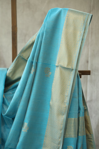 Sky Blue Maheshwari Saree - SRSBTMS154EX