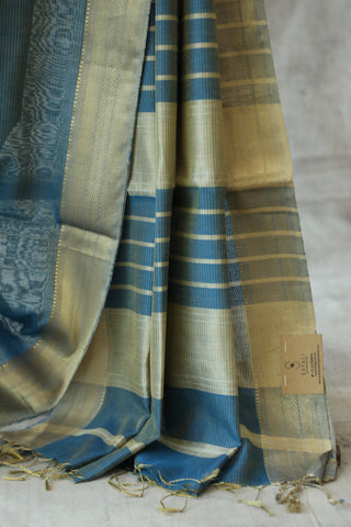 Blue Maheshwari Cotton Silk Saree - SRBMCS191EX