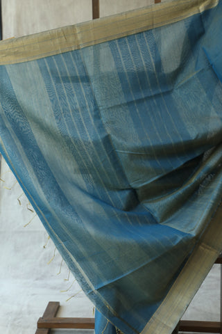 Blue Maheshwari Cotton Silk Saree - SRBMCS191EX