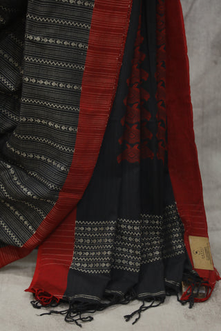 Black Bengal Cotton Saree - SRBBCS70