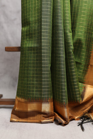 Mehendi Green Raw Silk Saree - SRMGRSS389