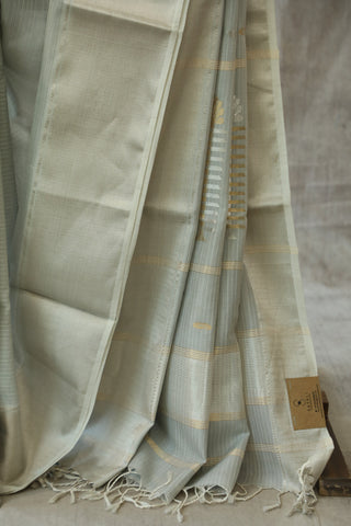 Grey Cotton Silk Maheshwari Saree - SRSOGSMS61EX