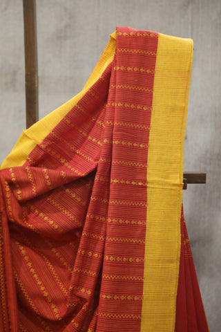 Red Bengal Cotton Saree - SRRBCS91