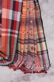 Lilac Cotton Bhujodi Saree with Mirror Work - SRLCBS8