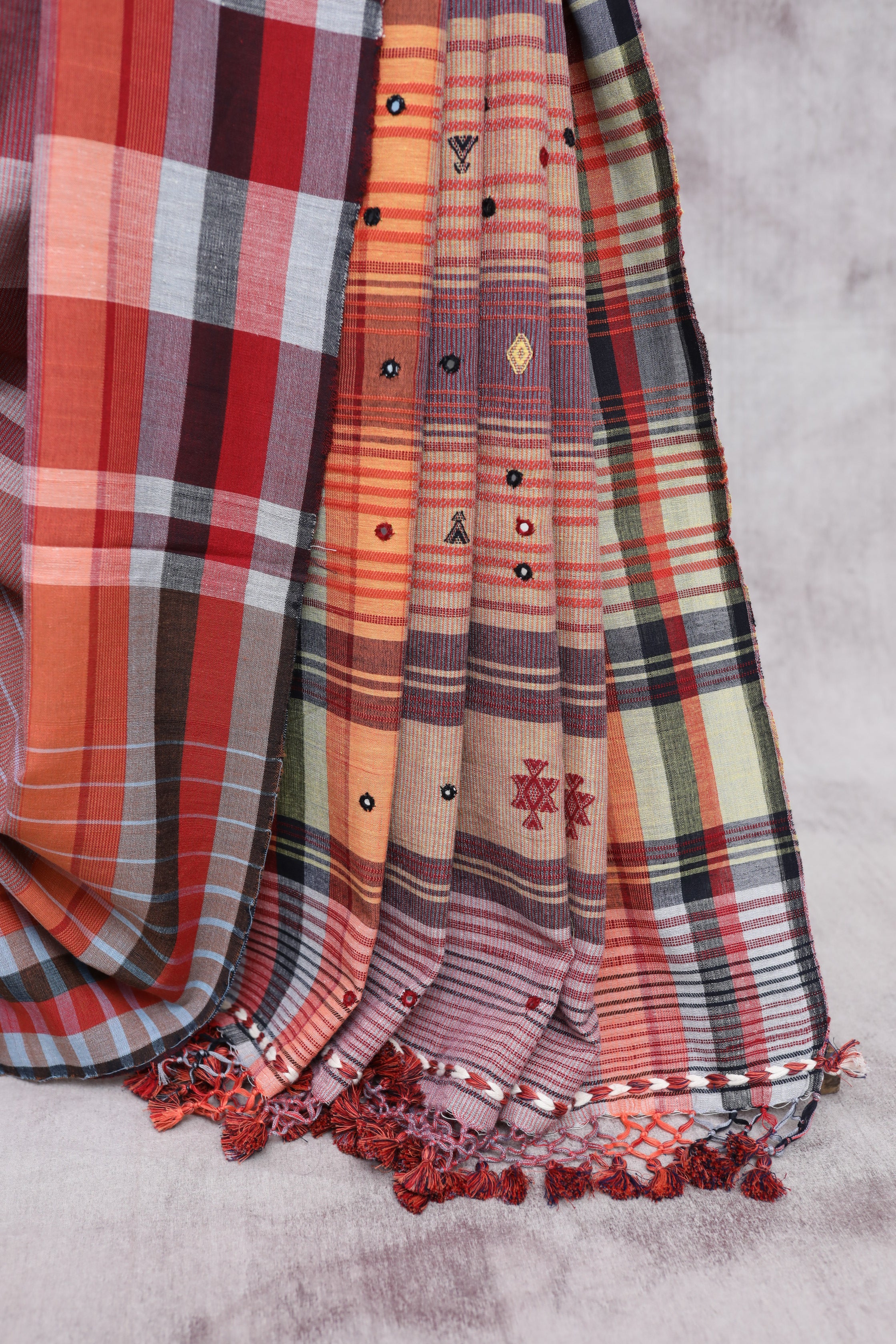 Lilac Cotton Bhujodi Saree with Mirror Work - SRLCBS8