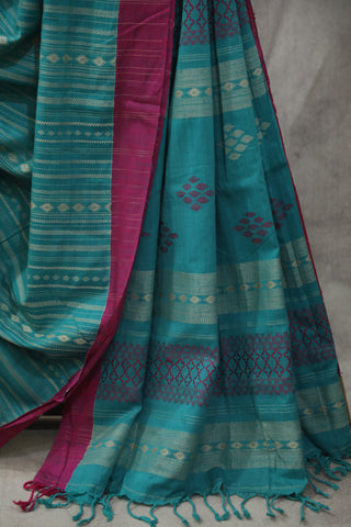 Green Bengal Cotton Saree - SRGBCS92