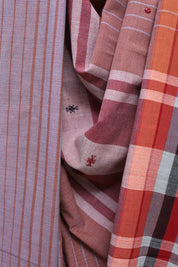 Lilac Cotton Bhujodi Saree with Mirror Work - SRLCBS8