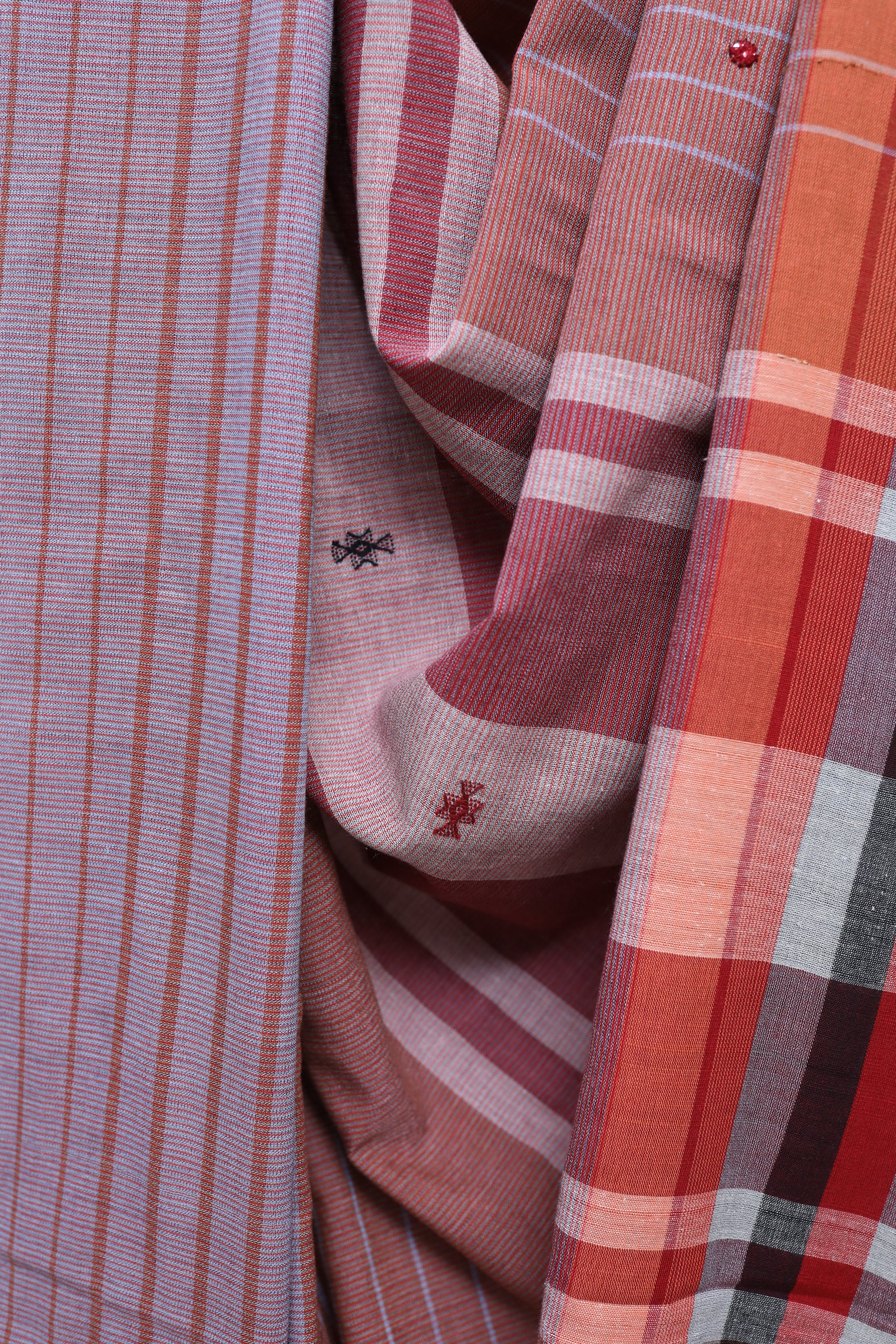 Lilac Cotton Bhujodi Saree with Mirror Work - SRLCBS8