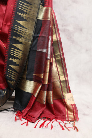 Maroon Raw Silk Saree - SRMRSS386