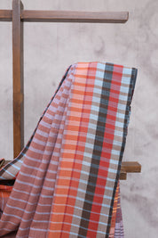 Lilac Cotton Bhujodi Saree with Mirror Work - SRLCBS8