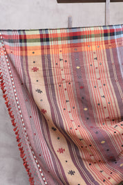 Lilac Cotton Bhujodi Saree with Mirror Work - SRLCBS8