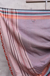 Lilac Cotton Bhujodi Saree with Mirror Work - SRLCBS8