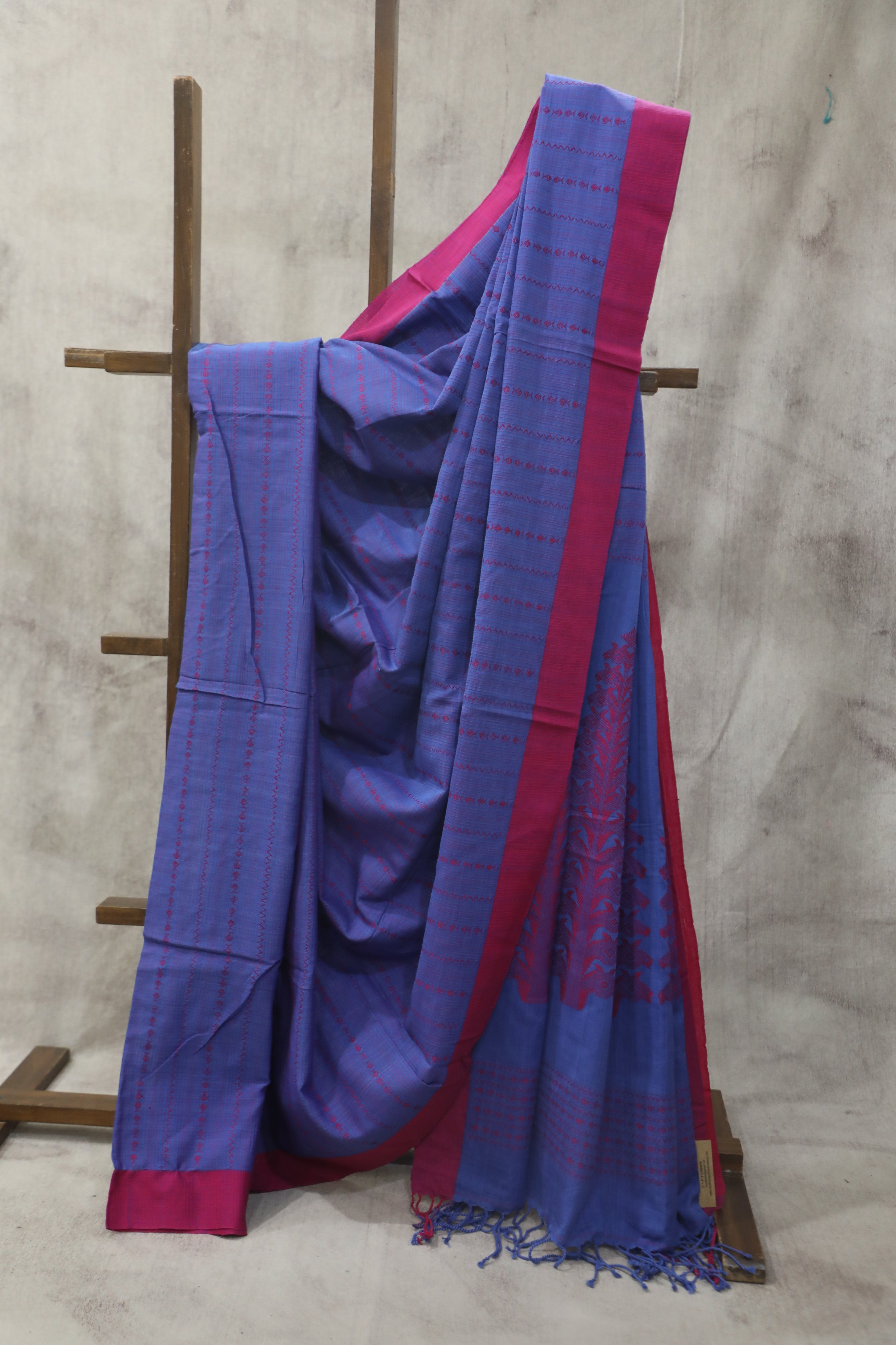 Blue Bengal Cotton Saree - SRBBCS90