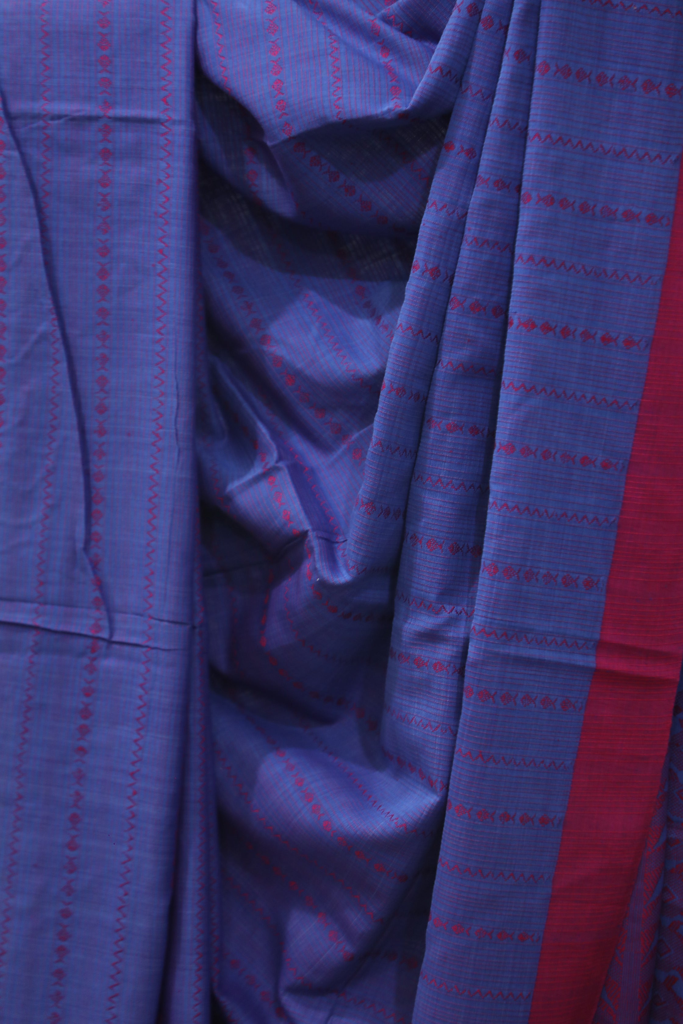 Blue Bengal Cotton Saree - SRBBCS90