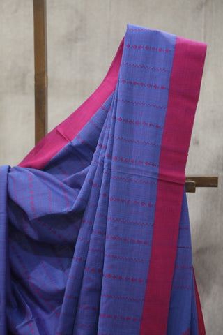 Blue Bengal Cotton Saree - SRBBCS90