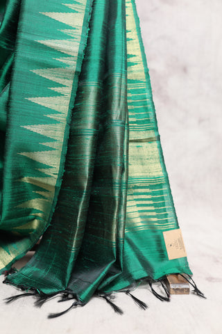 Green Raw Silk Saree - SRGRSS387