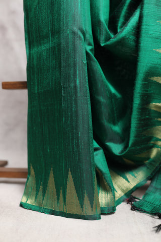 Green Raw Silk Saree - SRGRSS387