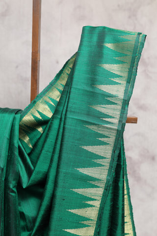 Green Raw Silk Saree - SRGRSS417