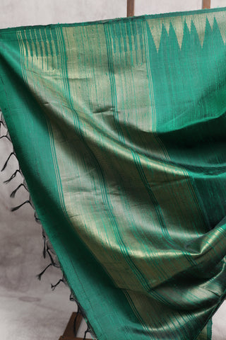 Green Raw Silk Saree - SRGRSS387