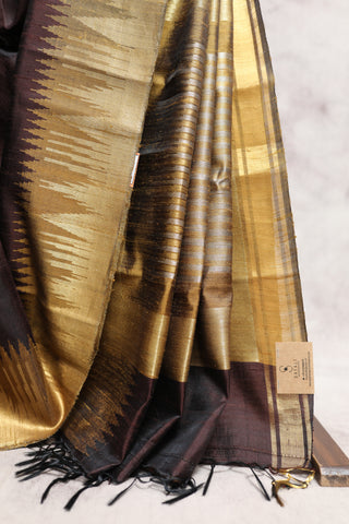 Brown Raw Silk Saree - SRBRSS383