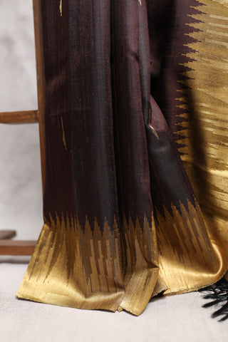 Brown Raw Silk Saree - SRBRSS383