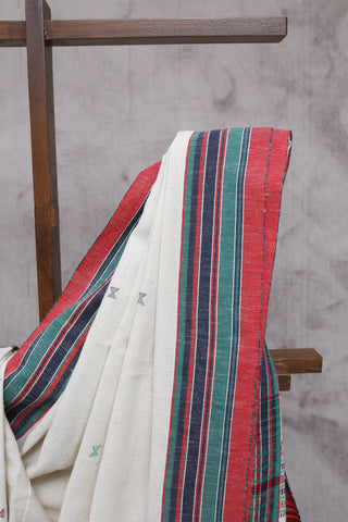 White Cotton Bhujodi Saree - SRWCBS1