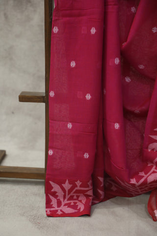 Pink Mul Cotton Jamdani Saree-SRPMCJS136