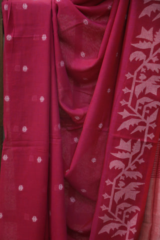 Pink Mul Cotton Jamdani Saree-SRPMCJS136