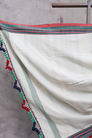 White Cotton Bhujodi Saree - SRWCBS1