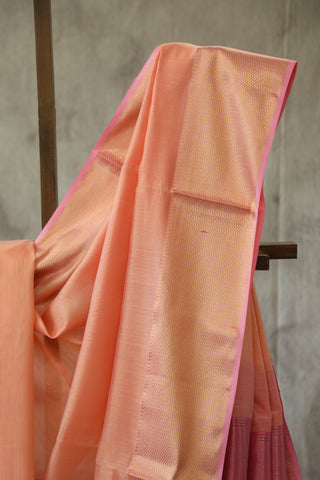 Peach Maheshwari Cotton Silk Saree - SRPMCS86EX