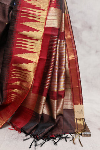 Coffee Brown Raw Silk Saree - SRCBRSS384