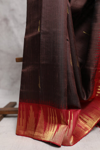 Coffee Brown Raw Silk Saree - SRCBRSS384