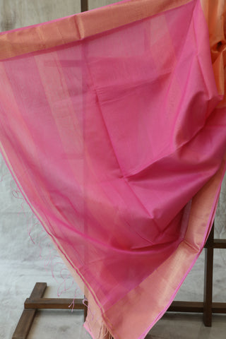 Peach Maheshwari Cotton Silk Saree - SRPMCS86EX