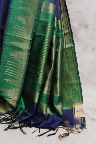 Navy Blue Raw Silk Saree - SRNBRSS382