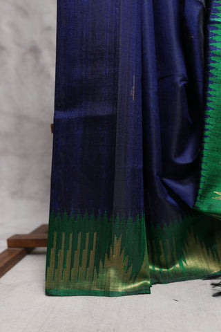 Navy Blue Raw Silk Saree - SRNBRSS382