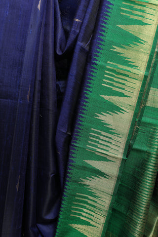 Navy Blue Raw Silk Saree - SRNBRSS382