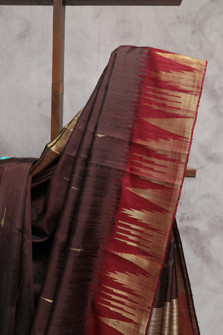 Dark Brown Raw Silk Saree - SRVRSS403EX