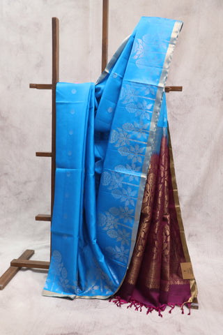 Blue Soft Silk Saree - SRBSSS293