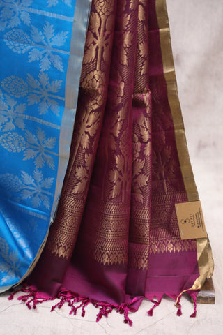 Blue Soft Silk Saree - SRBSSS293