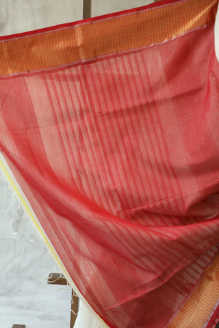 Off-White Maheshwari Cotton Silk Saree - SROWMCS183EX